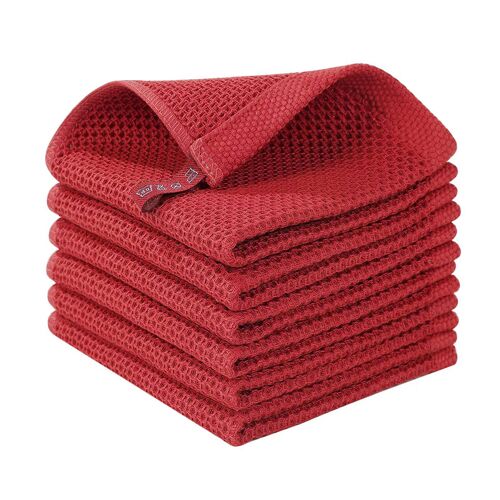 JORDAN&JUDY Essuie-tout de cuisine - Lot de 6 - Rouge - Durables et faciles à nettoyer - 30 x 30 cm