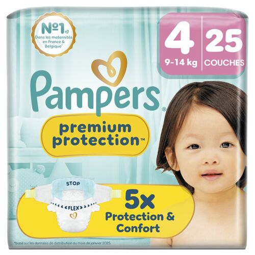 Pampers Premium Protection, Taille 4, 25 Couches