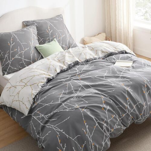 Linge De Lit En Microfibre Super Doux Avec Motif De Branches 155x220cm, 90% Polyester