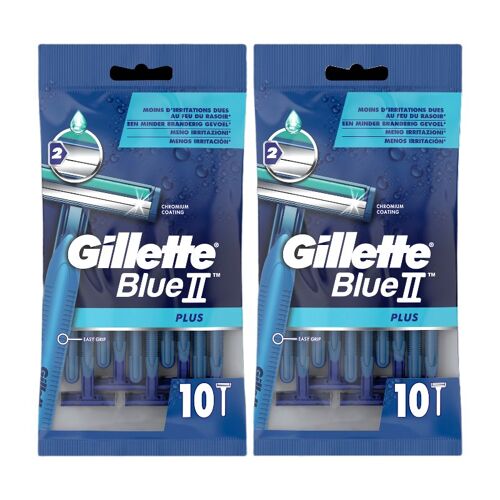 Gillette Blue2 Plus - Rasoirs jetables tête fixe - 10 unités