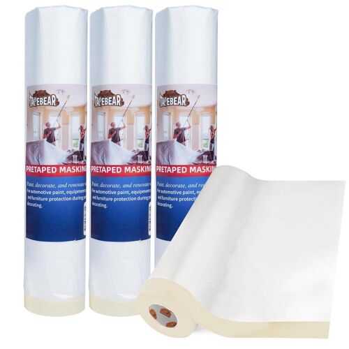 Tapebear Lot De 4 Rouleaux De Film De Masquage Pré-Collé Extra-Épais - 2600 Mm X 27 M