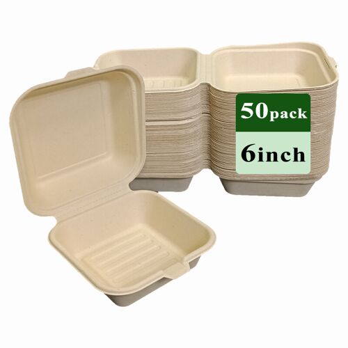 Rui bamboo Lot de 50 boîtes en fibre de bambou jetables - 15 cm