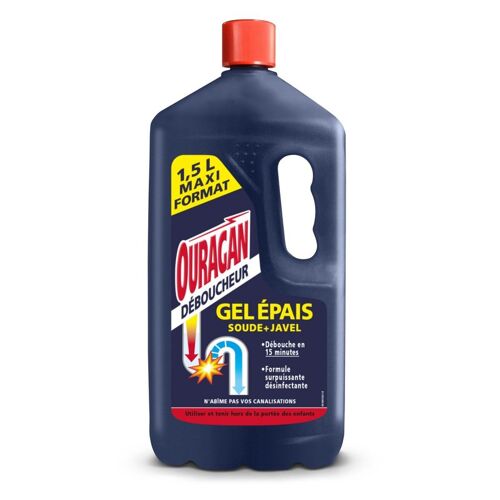 OURAGAN Gel déboucheur de canalisations avec soude et javel - 1,5 L