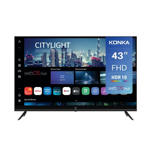 Konka DLED 43 pouces (108 cm) Smart TV - Full HD 1080p, webOS Hub, HDR10, Airplay 2, Wi-Fi, Bluetooth, HDMI eARC, Assistant vocal ThinQ AI intégré - KDG43YR682ANTS