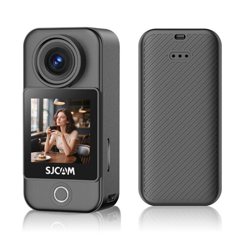 SJCAM C400 Caméra d'action portable 4K avec stabilisation gyroscopique 6 axes, écran tactile 13", étanche - 6,8 x 3,2 x 2,6 cm
