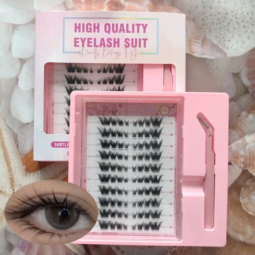 Meomagic Kit De Faux Cils Déjà Collés Avec Pinces À Épiler - 10 Lignes - F33 