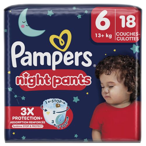 Pampers Night Pants Pack 1 Mois, Taille 6, 18 Couches-Culottes