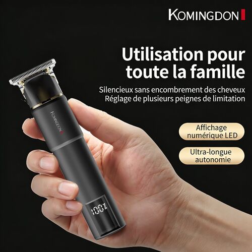 Komingdon Tondeuse Électrique Professionnelle Pour Cheveux Et Barbe Avec Écran Led, Rechargeable Par Usb, Coupe Précis, Inclut Peigne Anti-Glisse, Idéal Pour La Maison, Cadeau Parfait Pour La Fête Des Pères Ou Les Fêtes, Noir