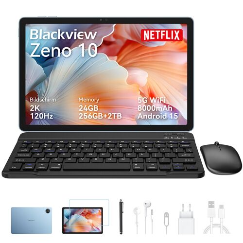 Tablette Blackview Zeno 10, écran FHD 11 pouces (1920 x 1200), 5G, Android 15, Gemini AI, Unisoc T8200, 24 Go (8 + 16) de RAM + 256 Go de ROM, 8800 mAh, Mode PC, Widevine L1, Face ID, 16 MP + 13 MP, GPS, OTG, tablette de jeu avec clavier et stylet