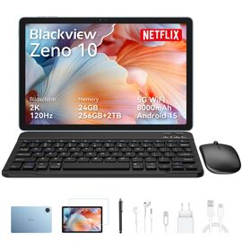 Tablette Blackview Zeno 10, écran FHD 11 pouces (1920 x 1200), 5G, Android 15, Gemini AI, Unisoc T8200, 24 Go (8 + 16) de RAM + 256 Go de ROM, 8800 mAh, Mode PC, Widevine L1, Face ID, 16 MP + 13 MP, GPS, OTG, tablette de jeu avec clavier et stylet