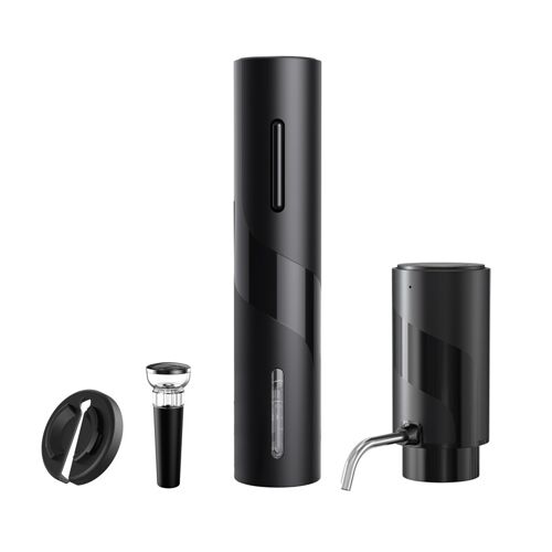 Cuisync Tire-Bouchon Électrique Kit, 4-En-1 Rechargeable Coffret Cadeau Vin Avec Aérateur & Verseur Électrique, Bouchon Vide, Coupe-Feuille, Tire-Bouchon Automatique Pour Maison Bar Party Mariage, Sgs-Kd-7