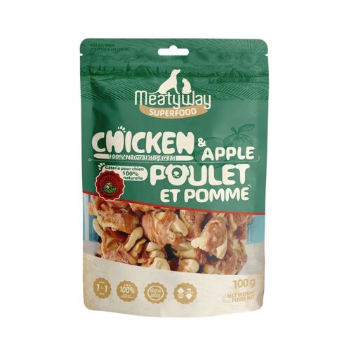Meatyway Superfood Friandises Pour Chien Poulet Et Pomme - 100 G