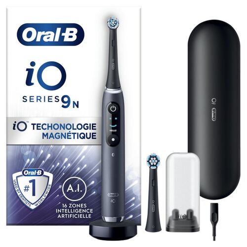 ORAL-B iO9N Brosse à dents électrique, connexion Bluetooth, modèle intelligent, nettoyage en profondeur - Noir Onyx
