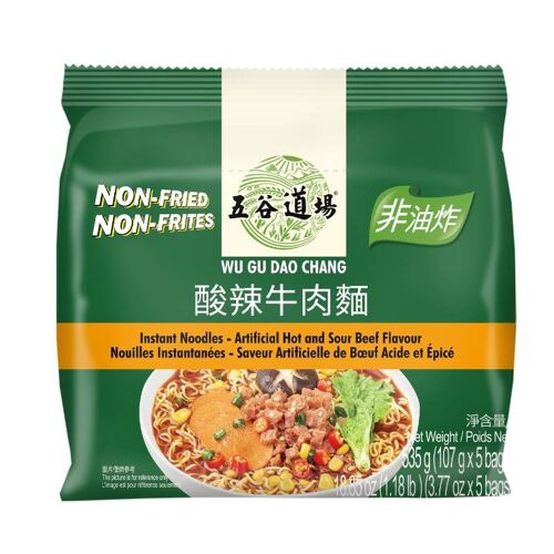 Wu Gu Dao Chang Série Verte - Nouilles Saveur B?uf Aigre-Piquant, 5 X 107 G (Lot De 5)