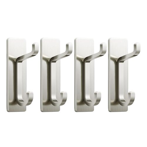 JORDAN&JUDY Lot de 4 crochets adhésifs robustes en acier inoxydable - Argent