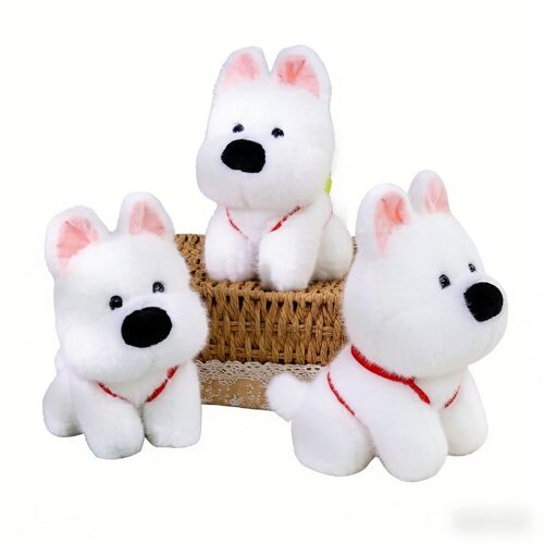 Sac à dos en peluche chien blanc, style aléatoire, expédié au hasard, taille en cm