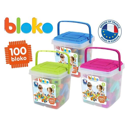 Bloko - Baril de rangement 100 pièces asst Rose, bleu, vert