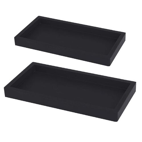 JORDAN&JUDY Lot de 2 plateaux de salle de bain en silicone (grand + petit) - Noir