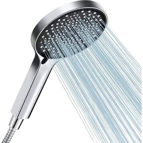Cobbe Douchette Économiseur d'Eau, Douchette Économiseur d'Eau, Douchette avec Flexible, Grande Douchette de Pluie avec Système d'Amplification de Pression, Douchette Économiseur d'Eau avec 3 Modes de Jet, Noir/Chrome