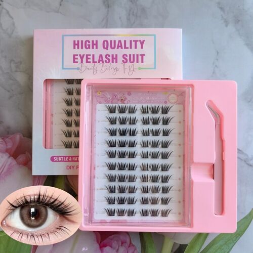 Meomagic Kit De Faux Cils Pré-Collés Avec Pinces À Épiler - 10 Lignes - F64 