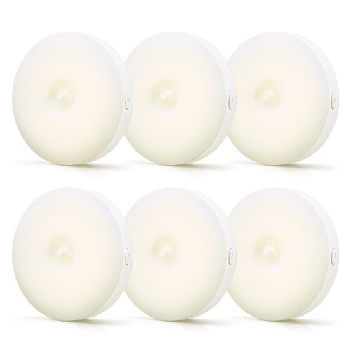 Vivreal Lot De 6 Veilleuses De Nuit Led Avec Capteur De Mouvement Sans Fil Et Rechargeables