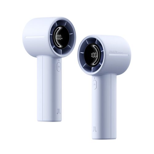 JISULIFE Ventilateur portable à main Life10S, écran LED, batterie rechargeable 5000 mAh, jusqu'à 28 h de refroidissement, 5 vitesses, mini ventilateur personnel pour voyage, plein air, camping, plage, Bleu