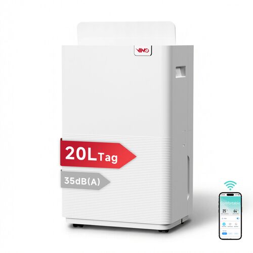 VINO Déshumidificateur intelligent avec contrôle Wi¿Fi, idéal pour des pièces de 40 m², 2,5 L - 20 L/Jour