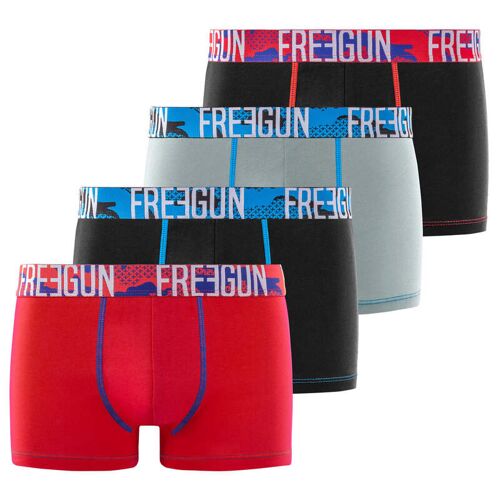 Freegun Stretch Lot De 4 Boxers En Coton Pour Homme Noir/Gris/Rouge - Taille M