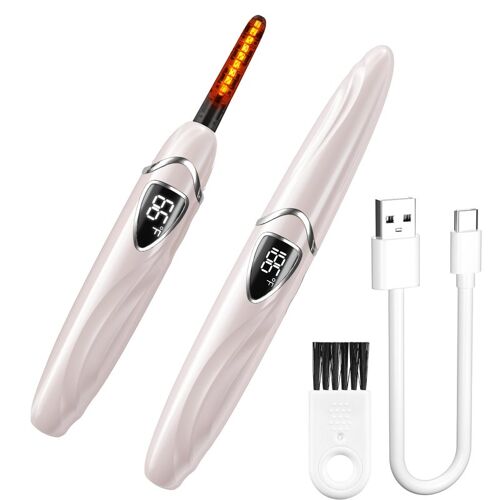 Sunluxy S600 Recourbe-Cils Électrique Pour Courbure Naturelle Longue Tenue, Avec Affichage Led De La Température Et De La Batterie, Arrêt Automatique De Sécurité - Rose 