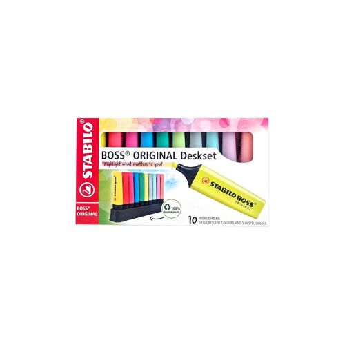Stabilo Boss Original Lot De 10 Surligneurs Néons Et Pastels