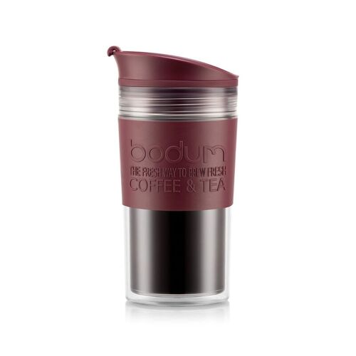 Bodum Mug De Voyage Isotherme En Inox Double Paroi, Couvercle À Clapet Cranberry Brown - 350 Ml