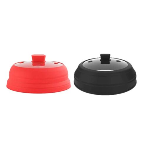 M&co Couvercle Pour Micro-Ondes Pliable Anti-Éclaboussures En Silicone Et Verre Noir - 27 Cm