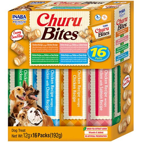 Inaba Bites Multipack Pour Chien, 4 Variétés De Poulet, 12 G X 16 Paquets