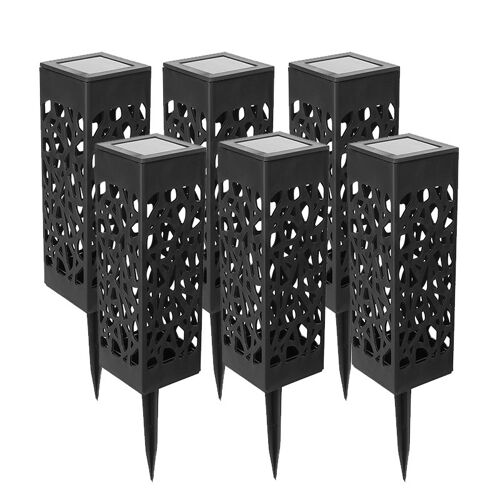 Vivreal Lot De 6 Luminescentes Solaires Pour Jardin, Motif Creux, Ip65, Résistantes À La Poussière Et Aux Projections D¿Eau, Décor De Chemin, Led Blanche Chaude, Tyd-002, Offre Nouvelle Année, Cadeaux Phares