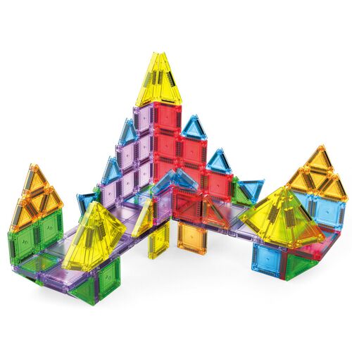 Ensemble de construction créatif pour débutants avec tuiles magnétiques 76 pièces Tokky, conception transparente et éblouissante, conception magnétique stable, éveil éducatif STEAM, matériau ABS sûr, emballage en boîte de couleur CLM05