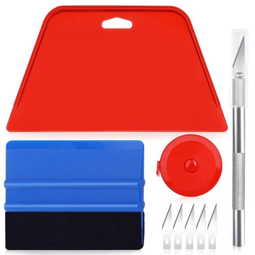 Art3d Kit d'outils premium pour papier peint - Kit 10-en-1 avec raclettes, cutter, 4 lames, ruban à mesurer 1,5 m pour papier peint, dalles vinyle, films pour fenêtres, installation DIY à domicile