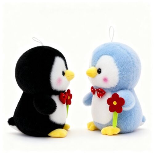 Peluche Le pingouin gentleman avec un fleur en ferret 25 cm (Sélection aléatoire)