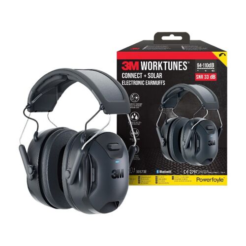 3m¿ Worktunes¿ 90573e-1 Protection Auditive Sans Fil Jusqu'à 33 Db Connect & Solar Avec Technologie Bluetooth® - Noir