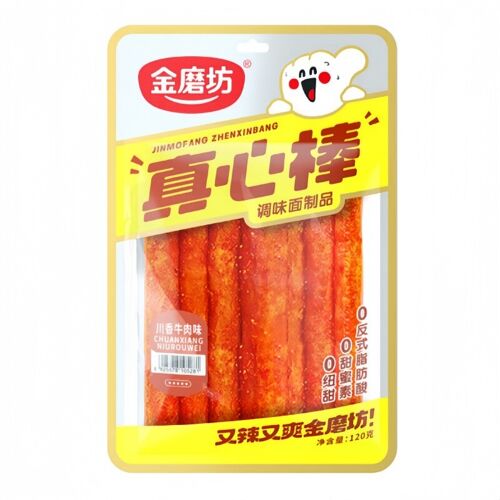 Jinmofang Bâtonnets Au Soja Saveur B?uf Épicé Du Sichuan - 120 G