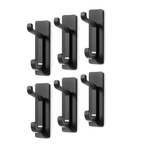 JORDAN&JUDY Lot de 6 crochets adhésifs robustes en acier inoxydable - Noir