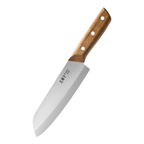 Wangmazi Couteau Santoku 400, Lame En Acier Inoxydable, Couteau De Cuisine Polyvalent Pour Trancher Et Hacher, Gain De Temps, Essentiel De La Cuisine, Manche En Bois D¿Acacia