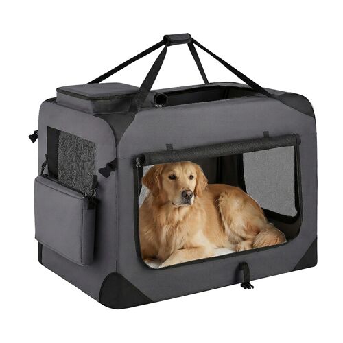 Cage De Transport Pliable Pour Chien En Tissu Oxford Gris