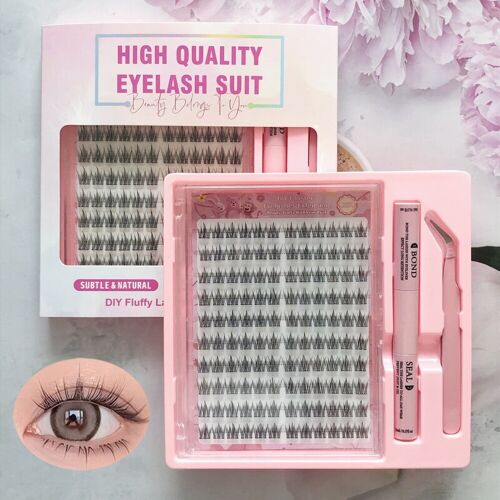 Meomagic Kit D¿Extensions De Cils Classique Avec Pinces À Épiler Et Colle, 10 Lignes - F01 
