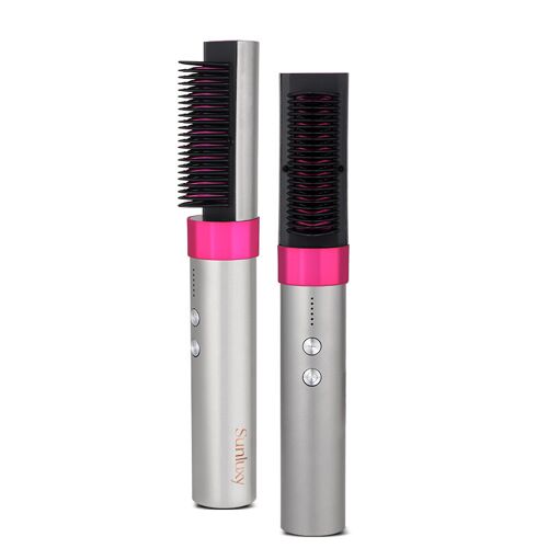 Sunluxy Kd382 Brosse Lissante Ionique Avec 60 Millions D'ions Négatifs Pour Le Soin Des Cheveux, Plaques En Céramique Ptc Pour Un Chauffage Rapide, 6 Réglages De Température, Batterie Au Lithium Sans Fil