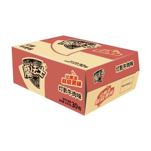 Huafeng Nouilles Croustillantes Magiques, Saveur B?uf En Forme De Lanterne, 35g*30 (Carton Complet)