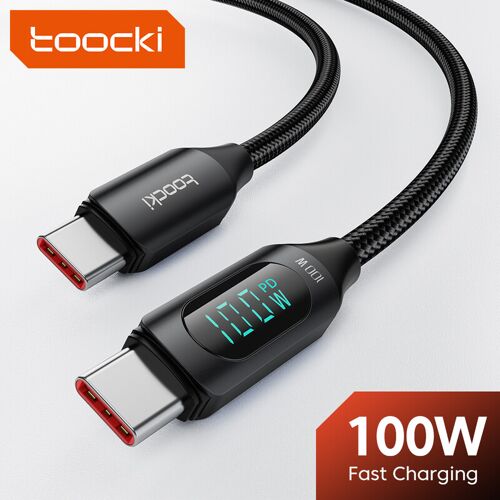 toocki Câble USB-C 1 m, charge rapide 100 W avec affichage LED, compatible avec iPhone 17/16/15 Pro Plus/Pro Max, iPad Pro, Samsung Galaxy S24/S23, Switch, MacBook Air, Pixel