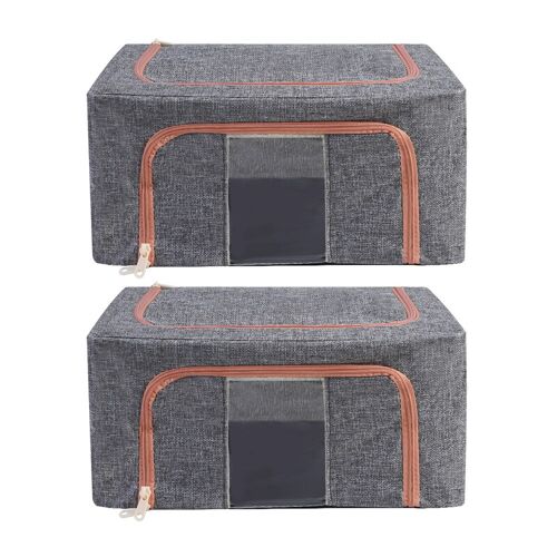 DTK Lot de 2 organiseurs de placard pliables et petits bac de rangement de 22 L avec couvercles, cubes en tissu pour étagères