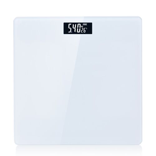 Sparoma Ad-26 Pèse-Personne Électronique Avec Capacité De 180 Kg, Haute Précision De 0,05 Kg, Verre Trempé De 4 Mm Et Écran Lcd, Blanc - Alimenté Par 2 Piles Aaa (Piles Non Incluses)