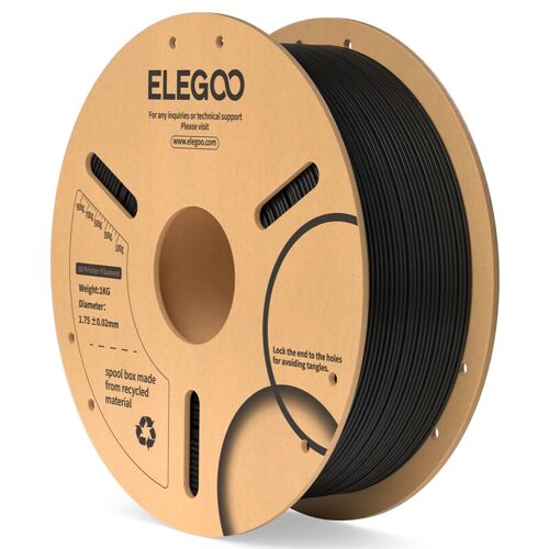 Elegoo Filament PLA 1 kg, bobine en papier, noir