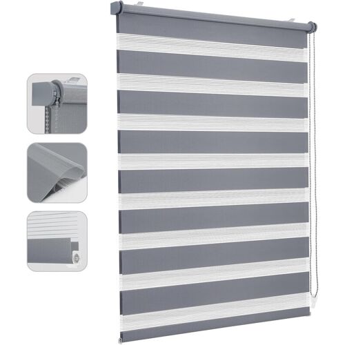 Sekey Store Double Klemmfix Sans Perçage Pour Fenêtre - Store Double - Store Double - Protection Solaire - 60x100cm, Gris